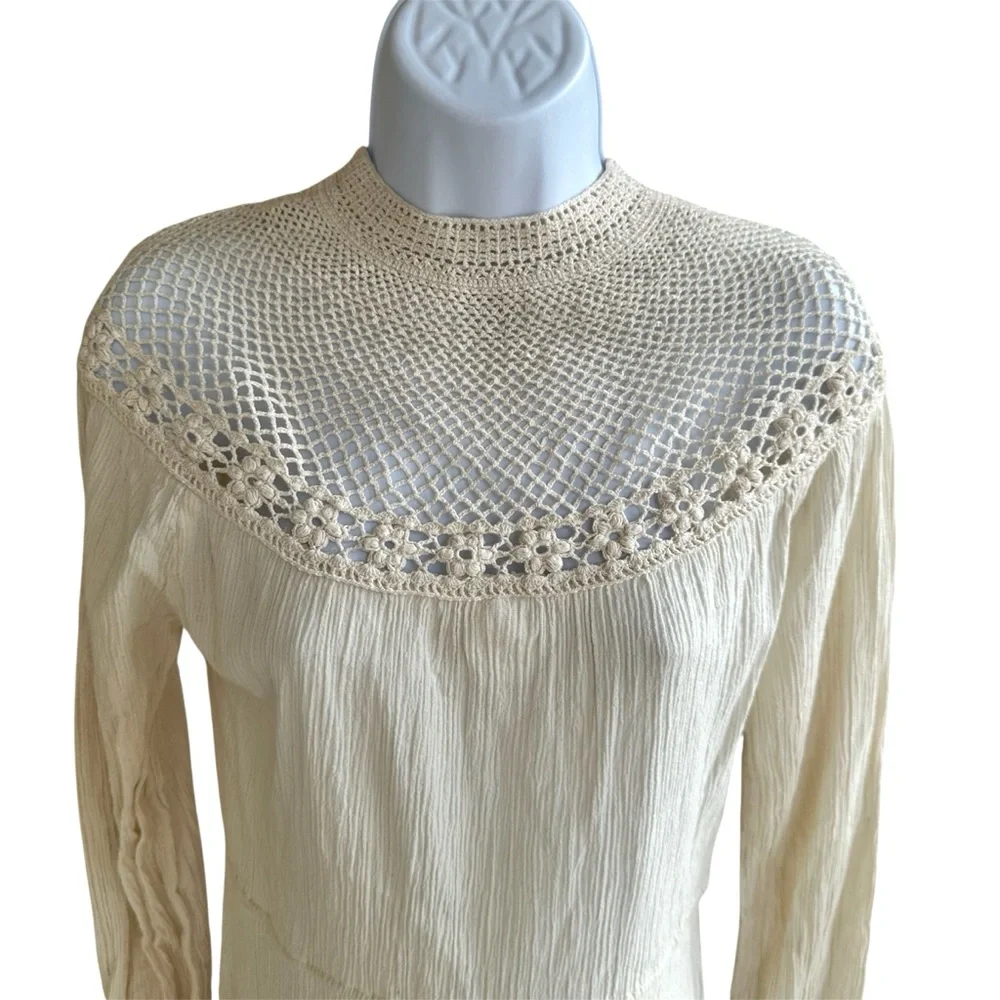 Balkan Antique Folk Crochet Cotton Dress - Picture 5 of 16